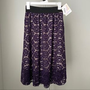 LuLaRoe Lola Skirt- Purple Floral Lace XS
